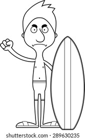 A cartoon surfer man looking angry.