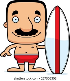 A cartoon surfer man smiling.