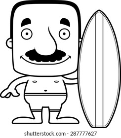 A cartoon surfer man smiling.