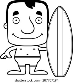 A cartoon surfer man smiling.