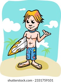 Cartoon Surfer mascot Character Illustration
