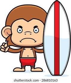 A cartoon surfer monkey looking angry.