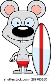 A cartoon surfer mouse smiling.