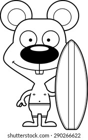 A cartoon surfer mouse smiling.