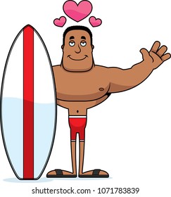 A cartoon surfer ready to give a hug.