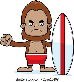 A cartoon surfer sasquatch looking angry.