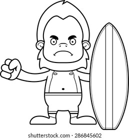 A cartoon surfer sasquatch looking angry.