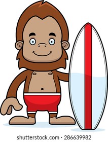 A cartoon surfer sasquatch smiling.