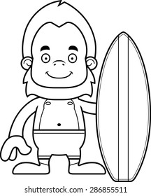 A cartoon surfer sasquatch smiling.