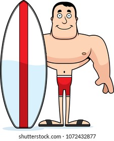 A cartoon surfer smiling.
