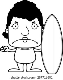 A cartoon surfer woman looking angry.