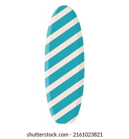 Cartoon surfing board with summer design. Summer sport leisure activity, holiday equipment. Flat vector illustration