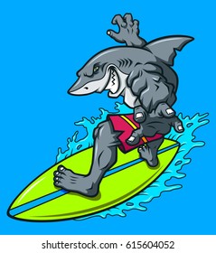 Cartoon Surfing Shark