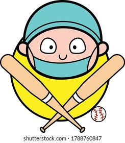 Cartoon Surgeon Baseball Mascot Vector Illustration