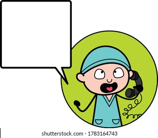 Cartoon Surgeon Calling on Cell Phone 