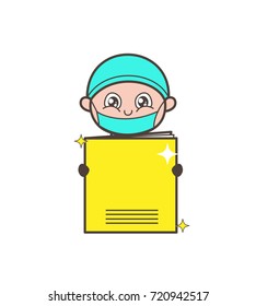 Cartoon Surgeon Presenting a Magazine Vector Illustration