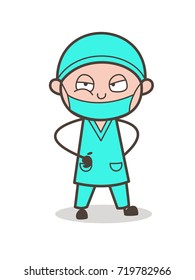 Cartoon Surgeon Rude Behavior Vector Illustration