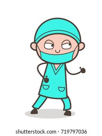 Cartoon Surgeon in Running Pose Vector Illustration