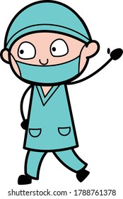 Cartoon Surgeon saying Hello Vector Illustration