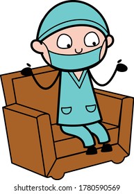 Cartoon Surgeon talking on sofa