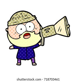 cartoon surprised bearded man