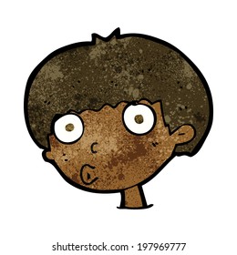 niño sorprendido por la caricatura