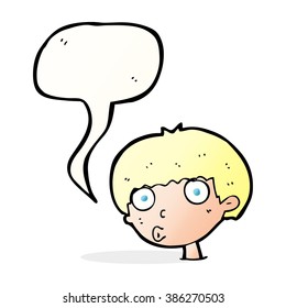 cartoon surprised boy with speech bubble