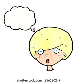 caricatura sorprendida niño con burbuja de pensamiento