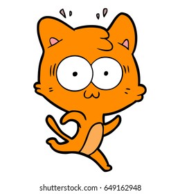 caricatura de gato sorprendido corriendo