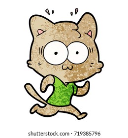 cartoon surprised cat running