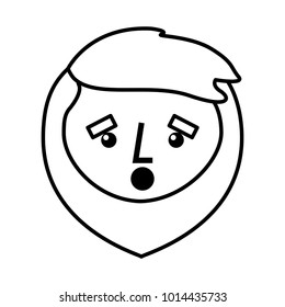 cartoon surprised face man beard character outline