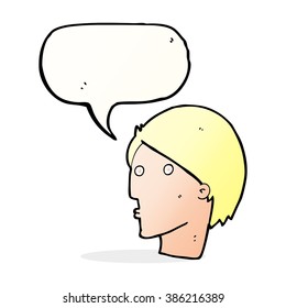 caricatura sorprendida cara con burbuja de habla