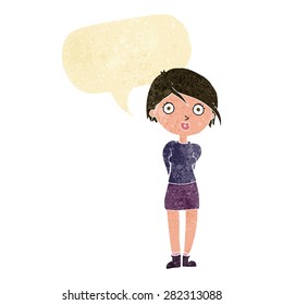 cartoon surprised girl with speech bubble