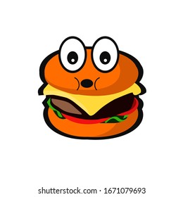 Caricatura sorprendió a la hamburguesa. Ilustración del vector