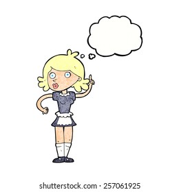 cartoon surprised maid with thought bubble
