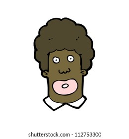 cartoon surprised man with afro hair