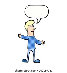 caricatura sorprendida hombre con burbuja de habla