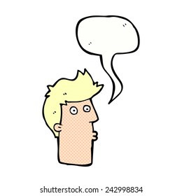 cartoon surprised man with speech bubble