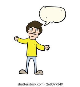 cartoon surprised man with speech bubble