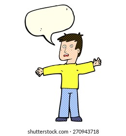 caricatura sorprendida hombre con burbuja de habla