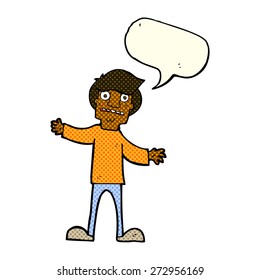 cartoon surprised man with speech bubble