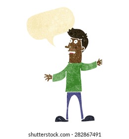 cartoon surprised man with speech bubble