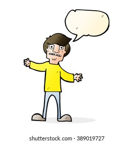 caricatura sorprendida hombre con burbuja de habla