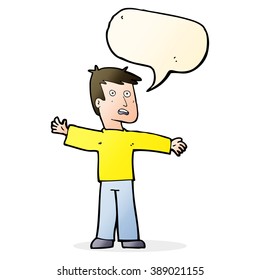 cartoon surprised man with speech bubble