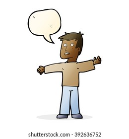 cartoon surprised man with speech bubble