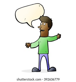 cartoon surprised man with speech bubble