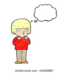 cartoon surprised man with thought bubble