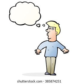 cartoon surprised man with thought bubble