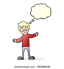 cartoon surprised man with thought bubble
