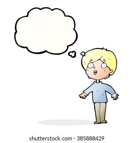 cartoon surprised man with thought bubble